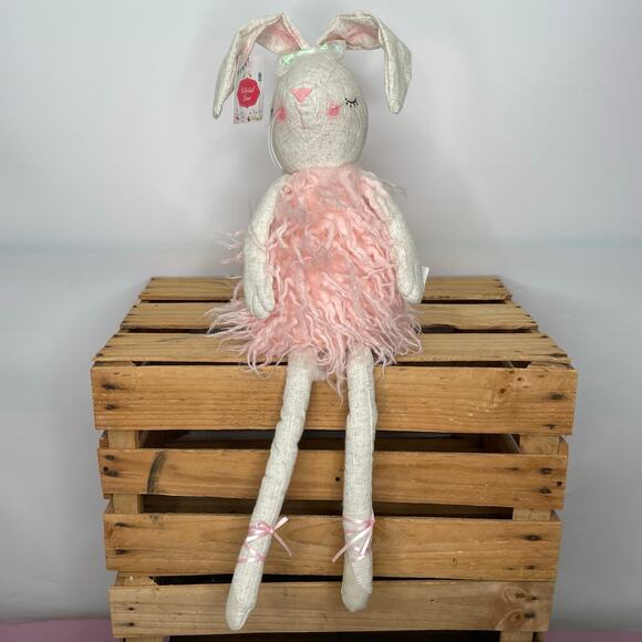Cottontail Lane Pink Easter Bunny Ballerina Plush Weighted bottom NWT - Picture 2 of 7